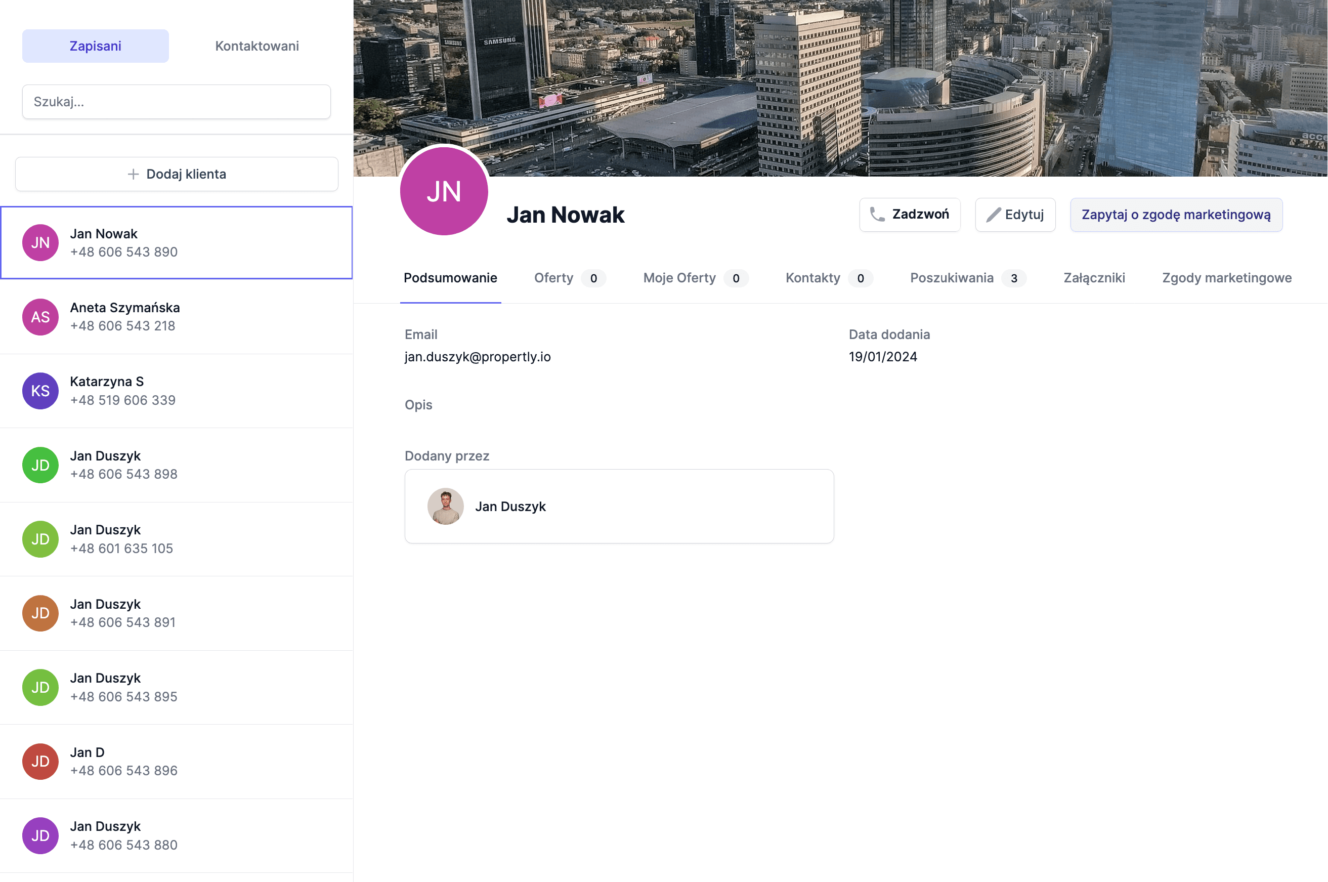 Pełna baza klientów kupujących i sprzedających