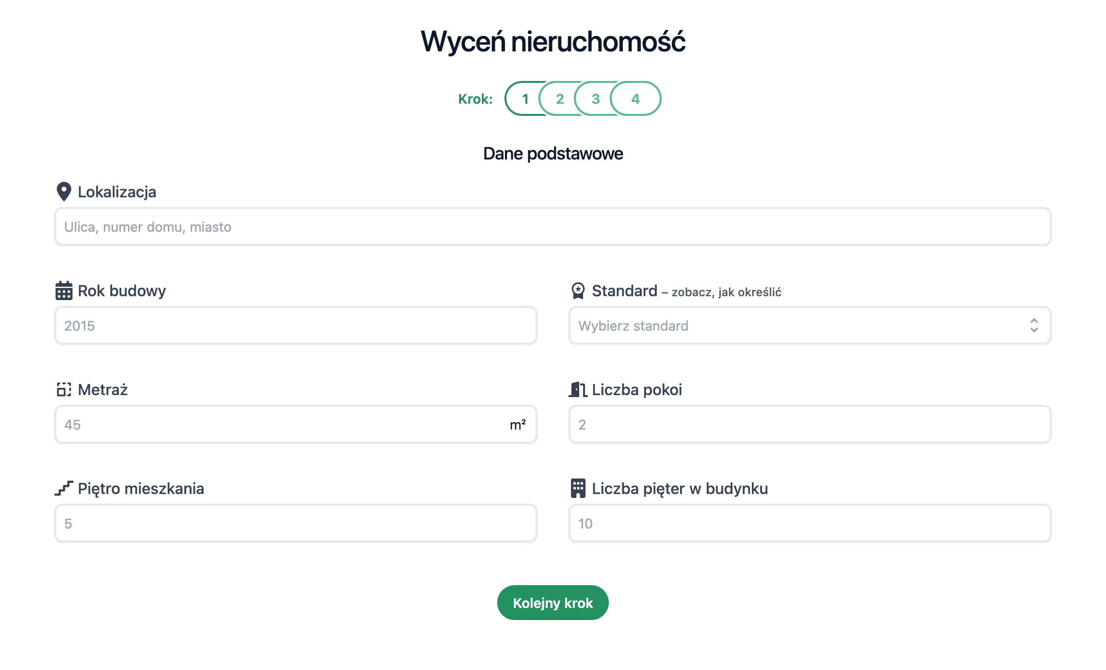 Widget wyceny nieruchomości propertly.io